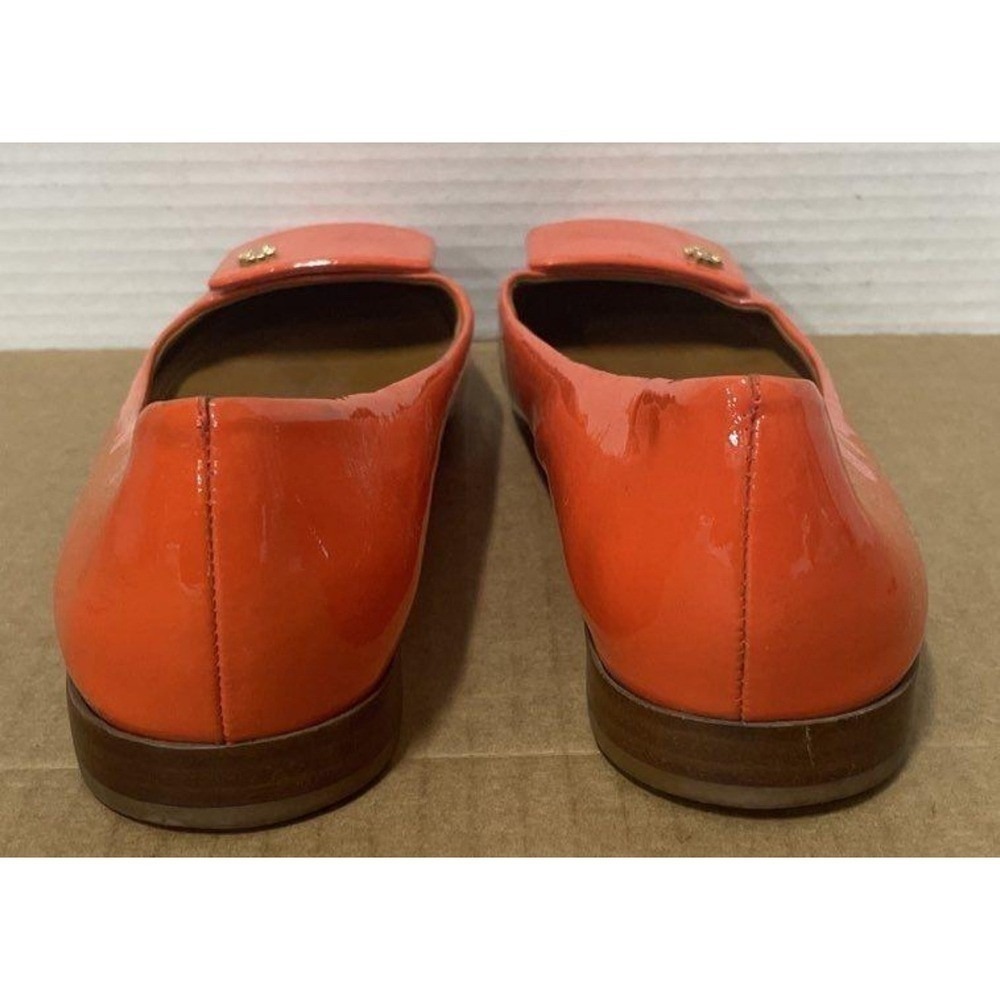 Tory Burch Orange Patent Leather Ballet Flats Square Toe Logo Detail Women 7.5M - Picture 7 of 7